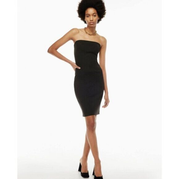 Aritzia Ten by Babaton Vision Dress Strapless Tube Ribbed Midi Dress Black - Picture 1 of 7